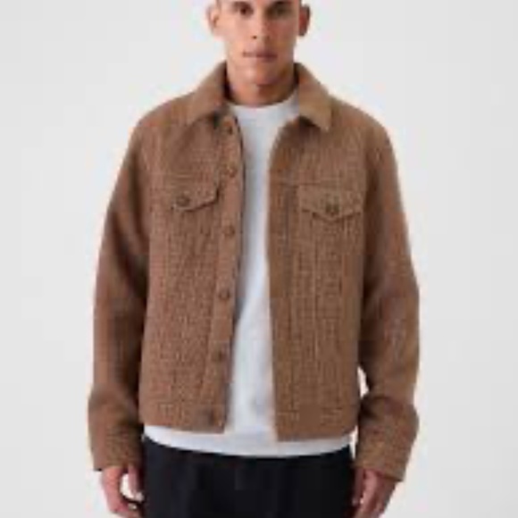 NEW Gap wool houndstooth trucker jacket Medium - Picture 1 of 16